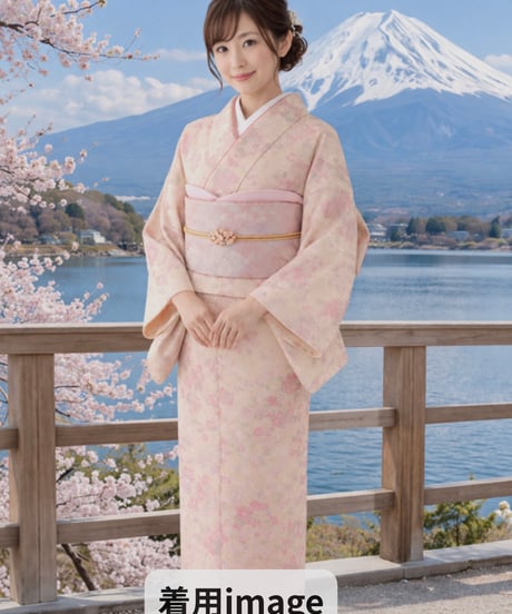 2部式袋帯｜上品桜花文様・淡ピンク｜らくらく着物　らくらく帯