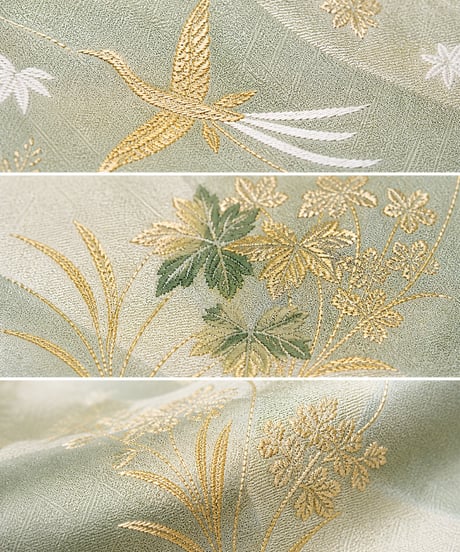 二部式袋帯｜パステルグリーン 金糸刺繍 | らくらく帯　らくらく着物