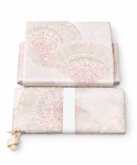 ２部式袋帯｜銀彩×桜扇文上品淡銀ピンク｜らくらく帯