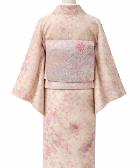 2部式袋帯｜上品桜花文様・淡ピンク｜らくらく着物　らくらく帯