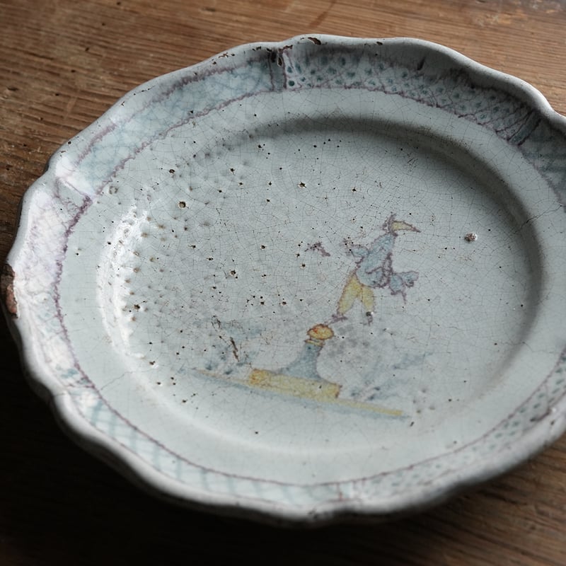 1800年代 フランス キュノワール 花リム皿　)19世紀 アンティーク 1800年代（19世紀）キュノワール 絵付け花リム皿 / フランス | KOHEI YABE