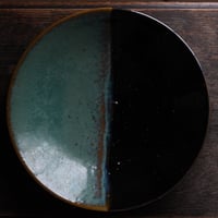 牛ノ戸焼 掛分 染め分け皿 大皿 / 昭和初期