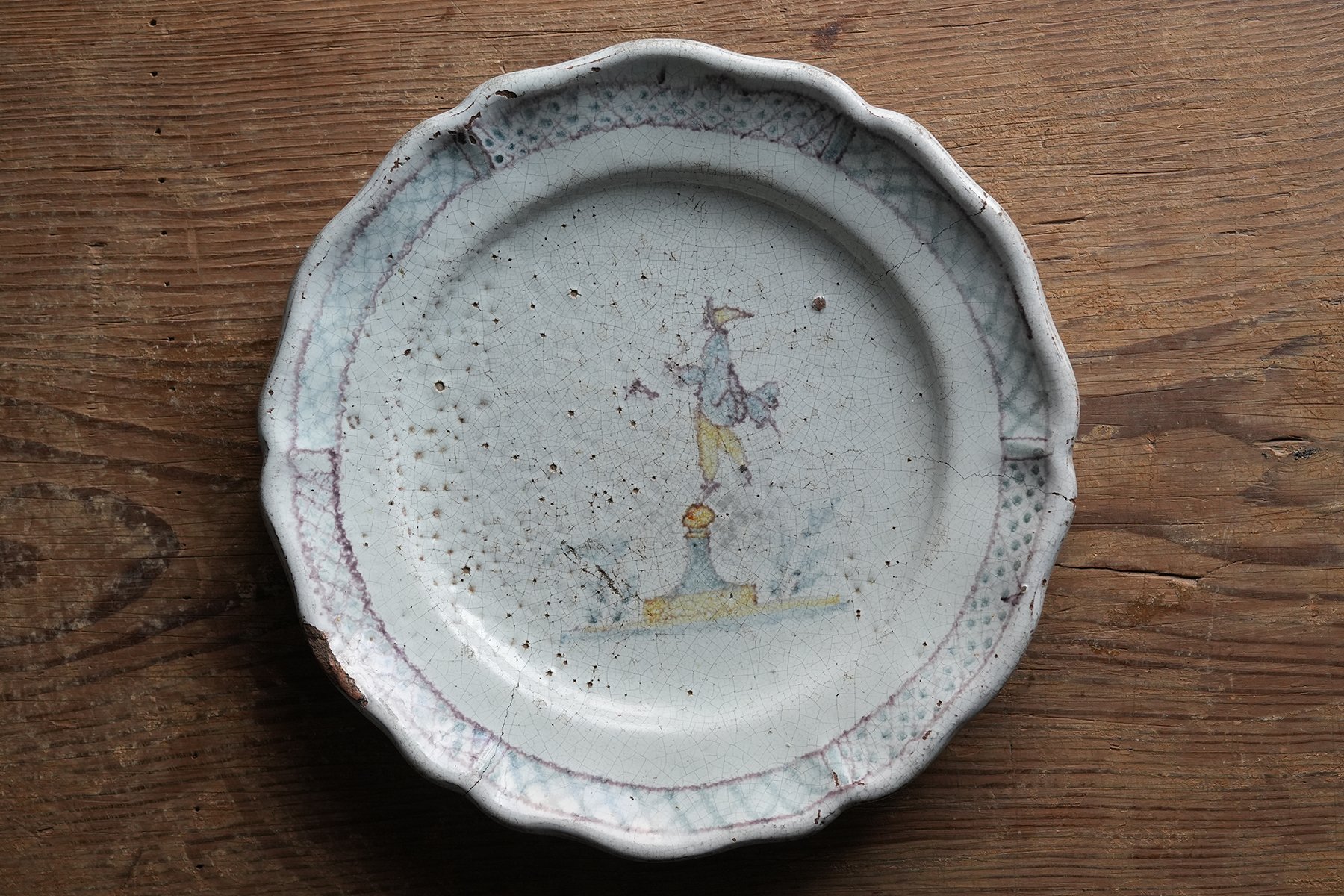 大皿◆ 1800年代　キュノワール 花リムプレート フランス / アンティーク original