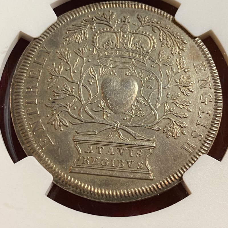 【AU】NGC 1884　イギリス英領インド　2アンナ銀貨ミントマークなしレア NGC鑑定 AU53】1702年 イギリス アン女王 即位記念銀メダル｜Anne