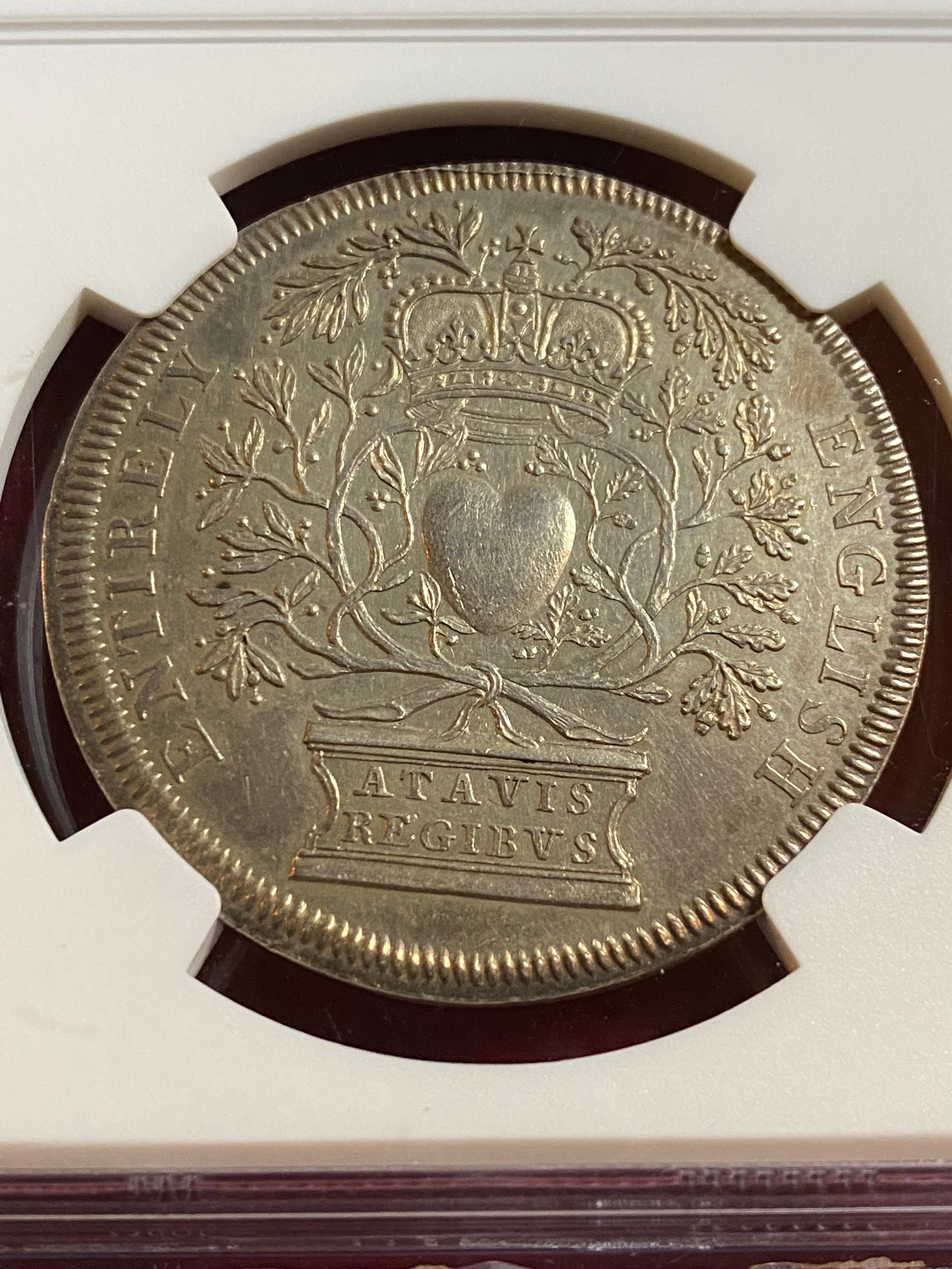 NGC鑑定 AU53】1702年 イギリス アン女王 即位記念銀メダル｜Anne