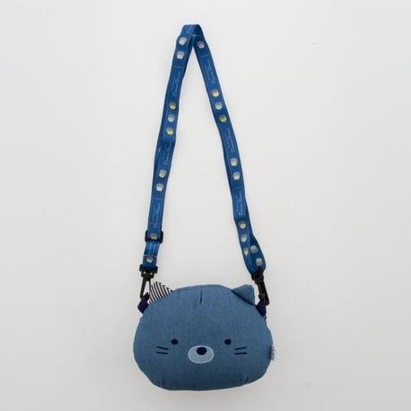 すみデニム フェイスポシェットねこ