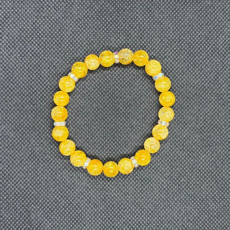 0123】クラック入り水晶（イエロー）8mmブレスレット☪️15.5cm