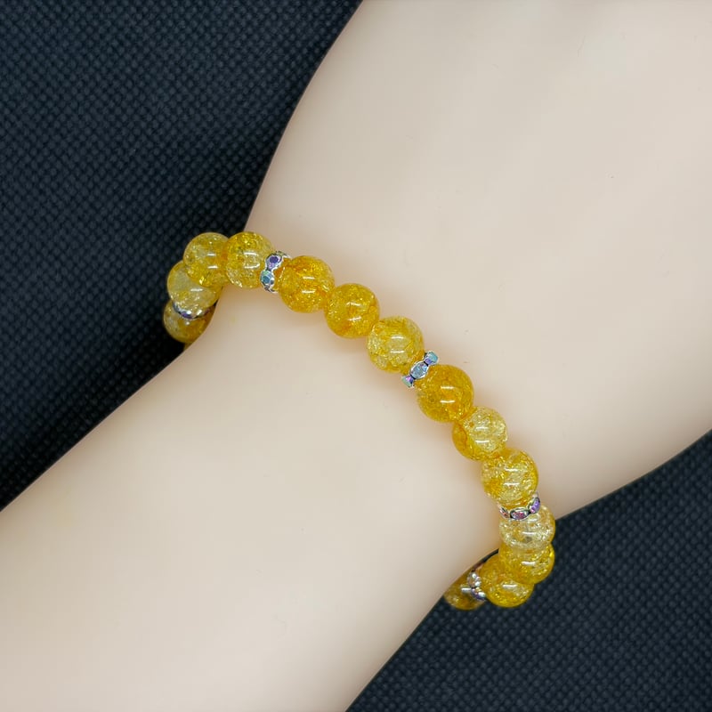 0123】クラック入り水晶（イエロー）8mmブレスレット☪️15.5cm