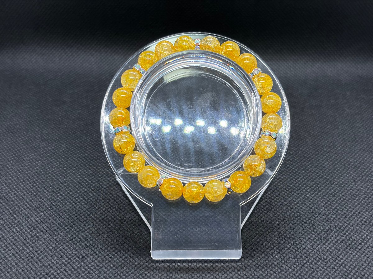0123】クラック入り水晶（イエロー）8mmブレスレット☪️15.5cm