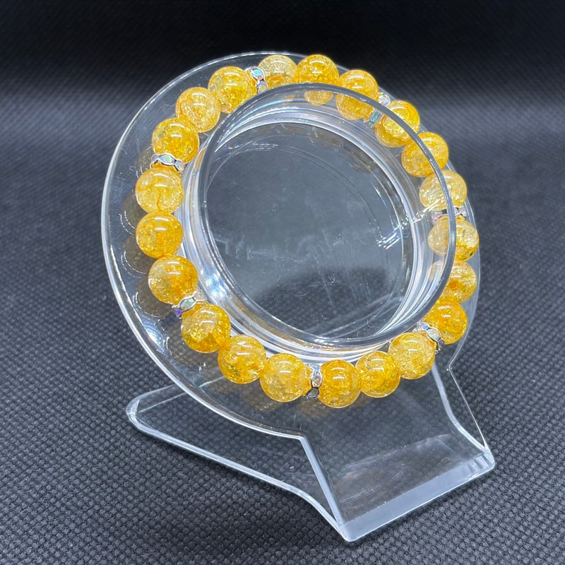0123】クラック入り水晶（イエロー）8mmブレスレット☪️15.5cm