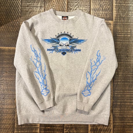 00s Harley-Davidson Scull Wing プリントスウェット