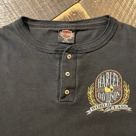 90s Harley-Davidson "HEARTLAND" ロングスリーブヘンリーTシャツ