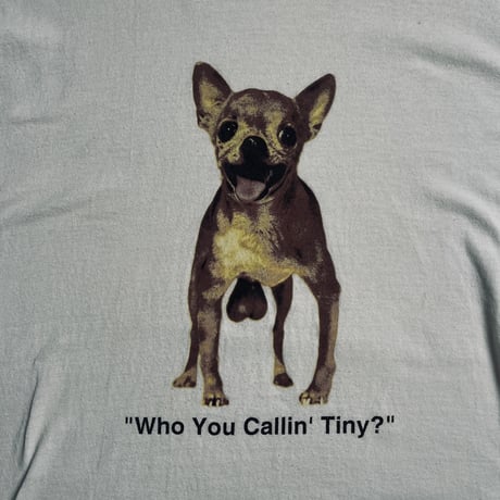 00s GILDAN "Why You Callin' Tiny?" 犬プリントTシャツ