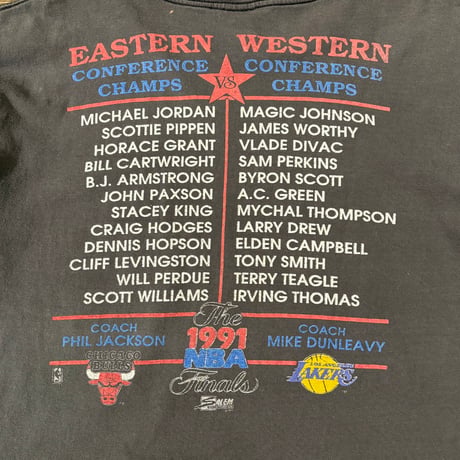 90s SALEM 1991 NBA FINALS BULLS LAKERS プリントTシャツ