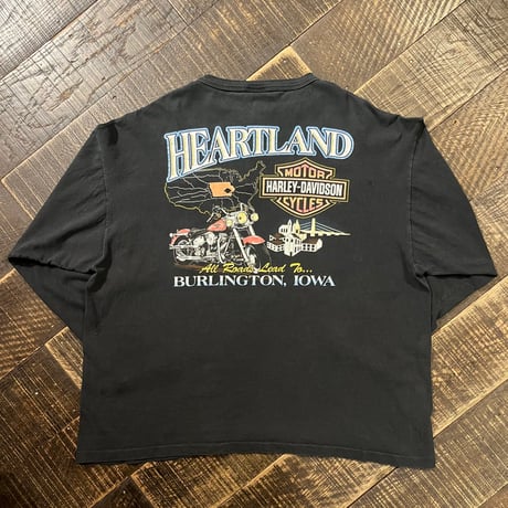90s Harley-Davidson "HEARTLAND" ロングスリーブヘンリーTシャツ