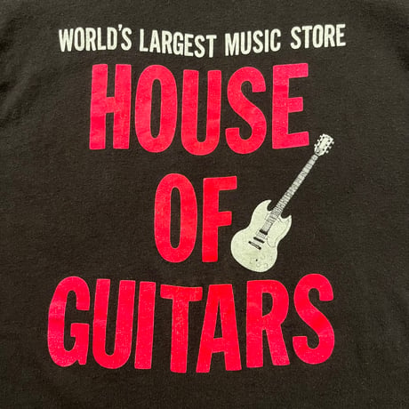 80s Champion "The HOUSE OF GUITARS" プリントTシャツ