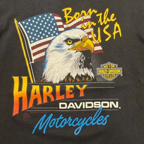 80s Harley-Davidson "Born in the USA" プリントTシャツ