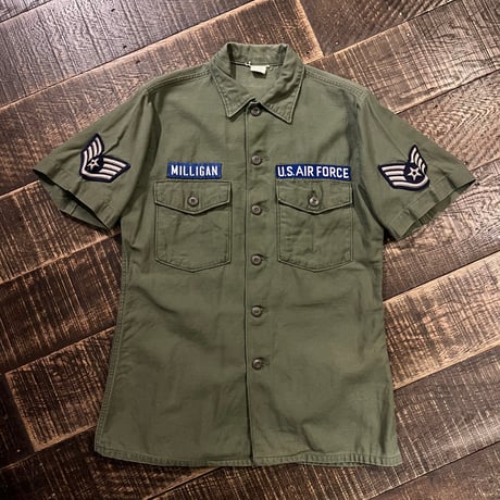 60s US.AIR FORCE OG 107 Sateen Shirts "Short Sleeve Custom"