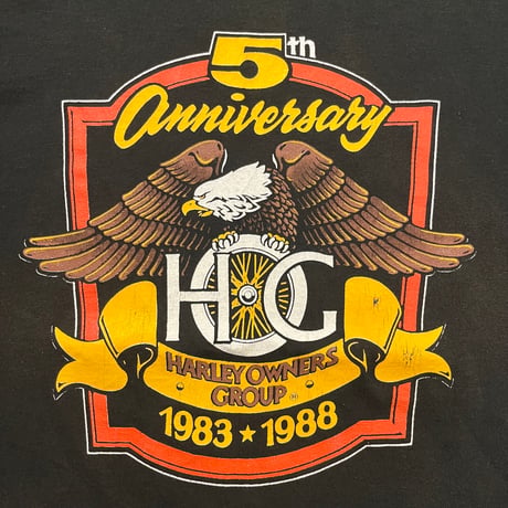 80s Harley-Davidson "5th Anniv. H.O.G." プリントTシャツ