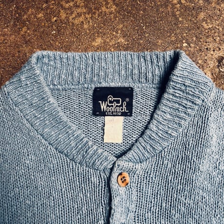 80〜90s Woolrich ヘンリーネックコットンニットセーター