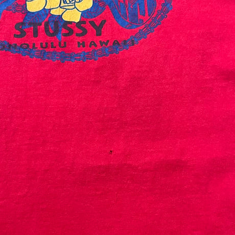 90s STUSSY "HONOLULU HAWAII" プリンントTシャツ 紺タグ