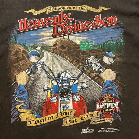 90s Heavenly Divine Son プリントTシャツ "Harley-Davidson Parody"
