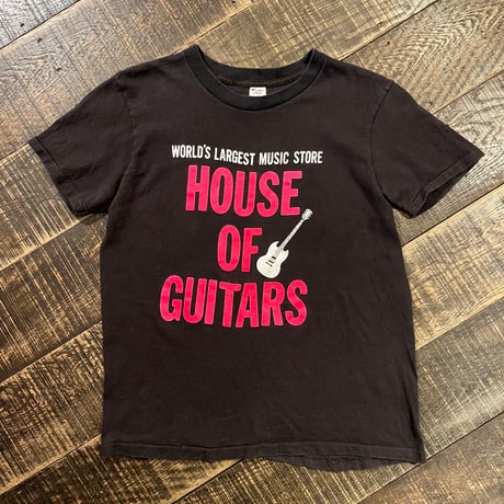 80s Champion "The HOUSE OF GUITARS" プリントTシャツ