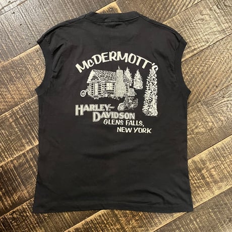 80s～ Harley-Davidson Glens Falls, New York スリーブレスTシャツ