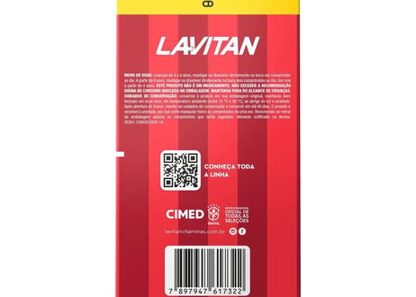Suplemento Alimentar Lavitan x Carmed Cabelos e Unhas 60 Comprimidos Mastigáveis