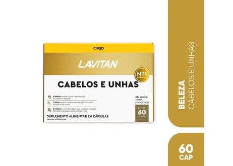 Suplemento Alimentar Lavitan Cabelos e Unhas 60 Cápsulas