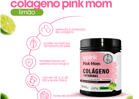 colágeno pink mom de limão - 240g – wp