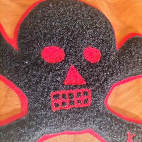 サガラ×チェーン刺繍　フェルトワッペン　スカル