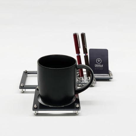 Joint set デスク収納 黒皮鉄×アクリル