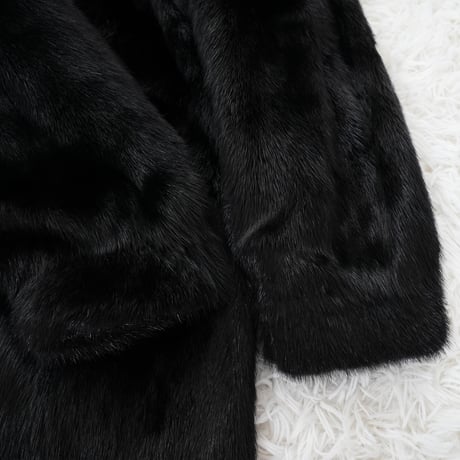 Black Mink Long Coat - SAGA MINK Genuine Vintage Fur Japan