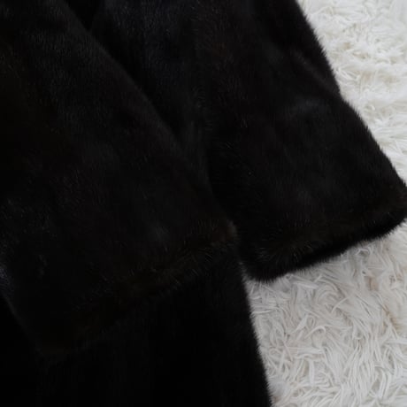 Dark Mink Long Coat Genuine Vintage Fur Japan