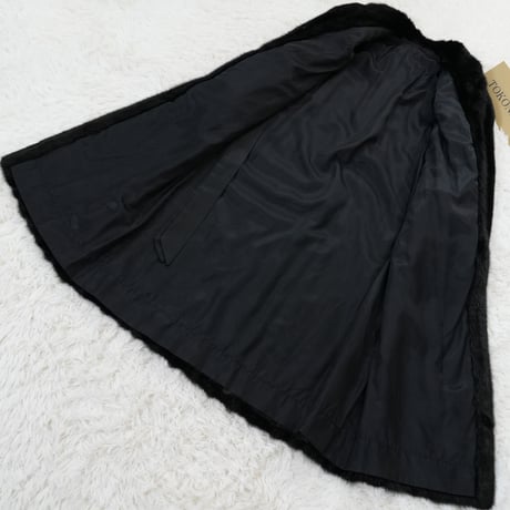 Black Mink Long Coat Soft and Glossy Genuine Vintage Fur Japan