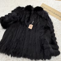 Blue Fox Black Dyed Coat Genuine Vintage Fur Japan