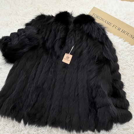 Blue Fox Black Dyed Coat Genuine Vintage Fur Japan