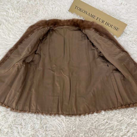 Demi Buff Mink Stripe Cutting Genuine Vintage Fur Japan