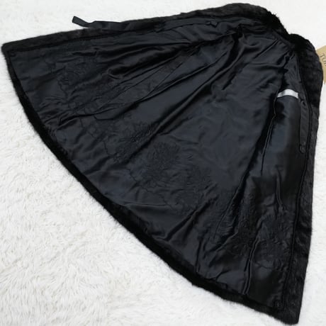 Black Mink Long Coat - SAGA MINK Genuine Vintage Fur Japan