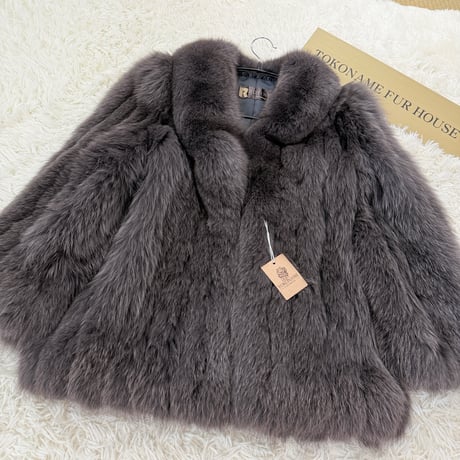 Ash Gray Dyd Fox Coat Genuine Vintage Fur Japan