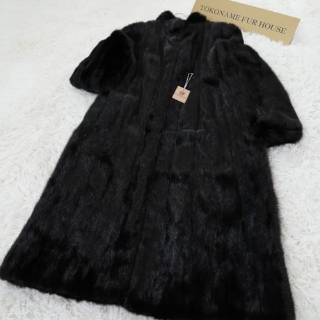 Dark Mink Long Coat Hair Up - SAGA MINK Genuine Vintage Fur Japan