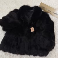 Black Dye Fox Coat - SAGA ROYAL FOX Genuine Vintage Fur Japan