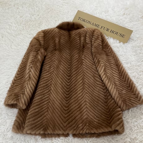 Demi Buff Mink Jacket Zig Zag Cutting Genuine Vintage Fur Japan