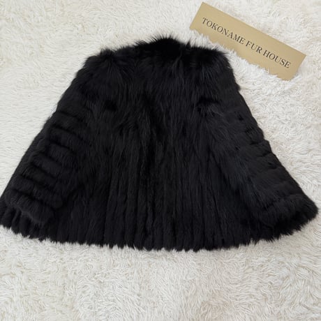 Blue Fox Black Dyed Coat Genuine Vintage Fur Japan