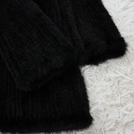Yarn Mink and Fox Fur Trim Coat Genuine Vintage Fur Japan
