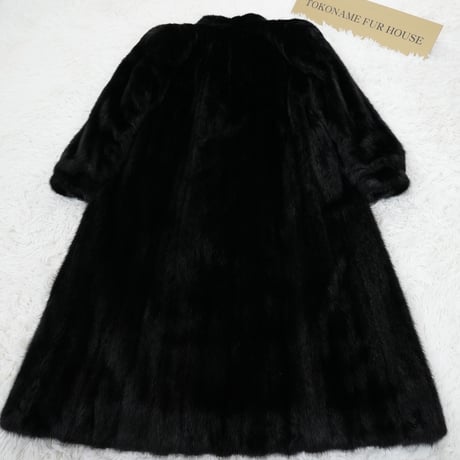 Black Mink Long Coat Soft and Glossy Genuine Vintage Fur Japan