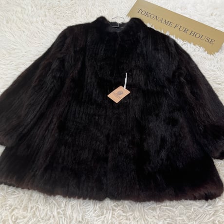 Dark Mink Jacket Stripe Cutting Vintage Fur Japan