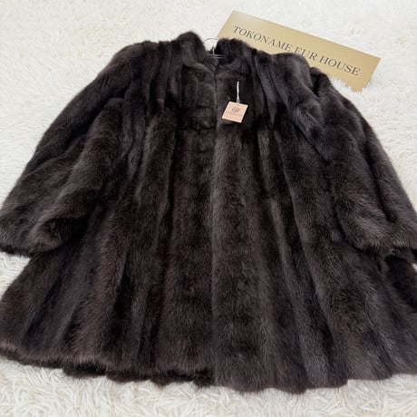 Black Cross Dyed Mink Coat EMBA Genuine Vintage Fur Japan