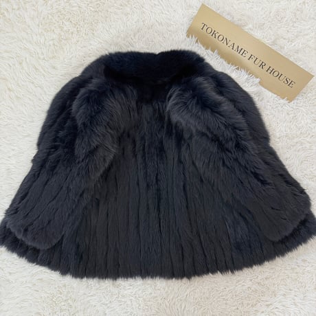 Blue Fox Navy Dyed Coat Soft and Fuffy Vintage Fur Japan
